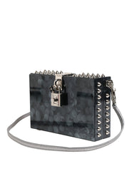 Black Acrylic Plexiglass Studded DOLCE BOX Clutch Bag