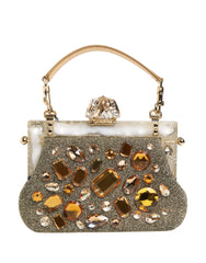Gold Vanda Crystal Evening Clutch Shoulder Handbag Bag