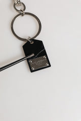 Black Silver Brass LogoPlaque Metal Ring Keyring Keychain