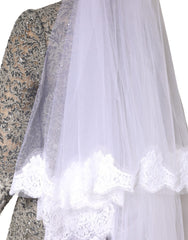 White Floral LaceNylon Floor Length 3M Long Veil