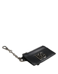 Black Calfskin Leather DG Logo Card Holder Women Wallet