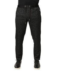 Black Floral Brocade Skinny Men Dress Pants