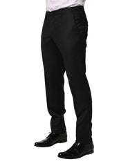 Black Wool Skinny Men Dress Trouser Pants