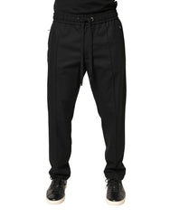 Black Wool Skinny Jogger Trouser Pants