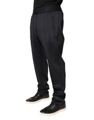 Black Polyester Skinny Jogger Trouser Pants