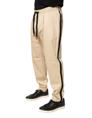 Beige Cotton Skinny Men Jogger Trouser Pants