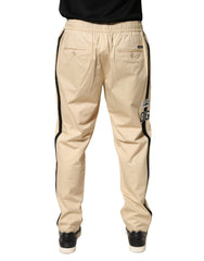 Beige Cotton Skinny Men Jogger Trouser Pants