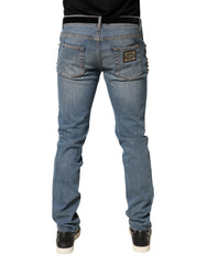 Blue Embellished Loose Cotton Men Denim Jeans