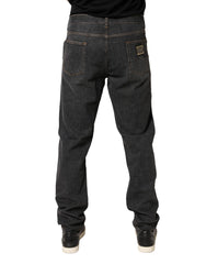 Dark Gray Slim Fit Cotton Men Denim Jeans