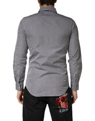 Gray Cotton Long Sleeves Button Down Dress Shirt