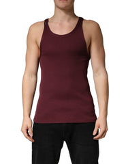 Maroon Sleeveless Round Neck Tank Top T-shirt