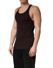 Brown Sleeveless Round Neck Tank Top T-shirt