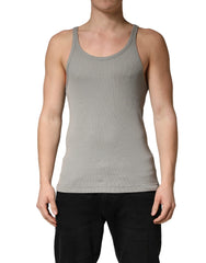 Gray Sleeveless Round Neck Tank Top T-shirt