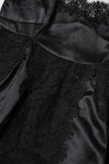 Black Silk Lace Trim Lingerie Top Underwear