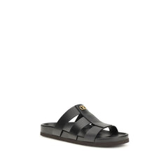 Black Calf Leather Bos Taurus Sandals
