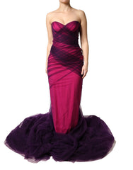 Pink Black Strapless Sheath Mermaid Dress