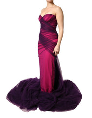 Pink Black Strapless Sheath Mermaid Dress