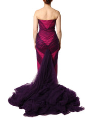 Pink Black Strapless Sheath Mermaid Dress