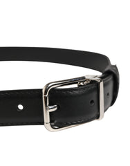 Men Black Classic Leather Metal Buckle Belt