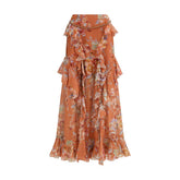 Orange Cotton Long Skirt