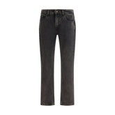 Black Cotton Straight-Leg Jeans