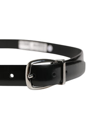 Men Black Classic Leather Metal Buckle Belt