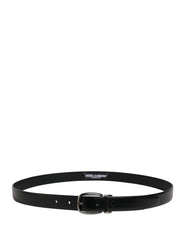 Men Black Classic Leather Metal Buckle Belt