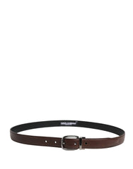 Men Brown Classic Leather Metal Buckle Belt