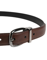 Men Brown Classic Leather Metal Buckle Belt