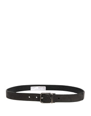 Men Black Classic Leather Metal Buckle Belt