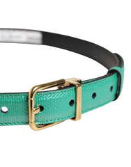 Men Green Classic Leather Metal Buckle Belt