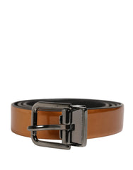 Men Brown Classic Leather Metal Buckle Belt