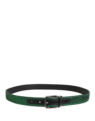 Men Green Lurex Polyester Metal Buckle Belt