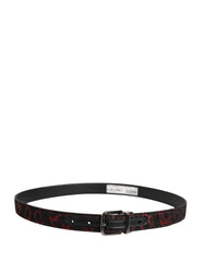 Black Red Polyester Silver Metal Buckle Belt