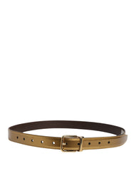 Men Gold Classic Leather Metal Buckle Belt