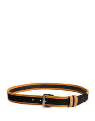 Men Black Orange Polyester Metal Buckle Belt