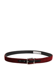 Men Red Velvet Leather Metal Buckle Belt