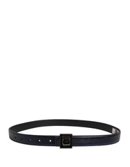 Men Black Classic Leather Square Buckle Belt