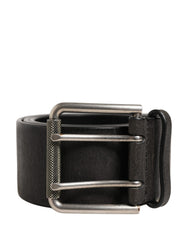 Men Black Classic Leather Metal Buckle Belt