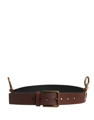Men Brown Classic Leather Metal Buckle Belt