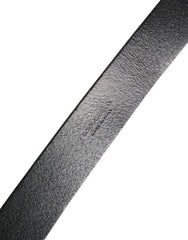 Black Calf Leather Silver Metal Buckle Belt