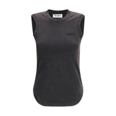 Black Cotton Sleeveles T-Shirt