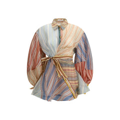 فستان كاجوال متعدد الألوان من الكتان