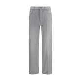 Gray Cotton Straight-Leg Jeans