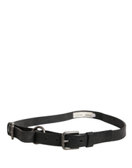 Men Black Calfskin Leather Metal Buckle Belt