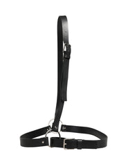 Black Double Strap Leather Silver Buckle Belt