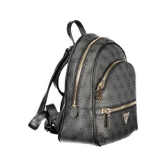 Black Polyurethane Women Backpack