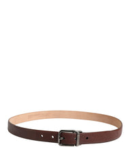 Men Brown Goatskin Leather Metal Buckle Belt