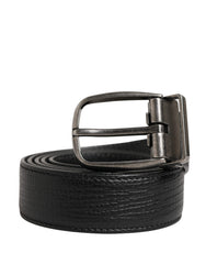 Men Black Classic Leather Metal Buckle Belt