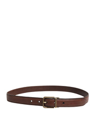 Men Brown Classic Leather Metal Buckle Belt